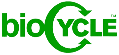 Green bioCYCLE logo with circular arrow design