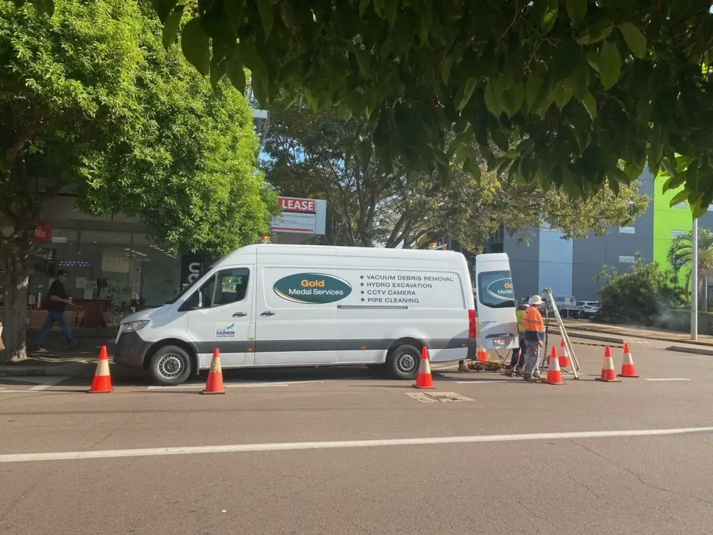 Gold Medal Services van at street worksite