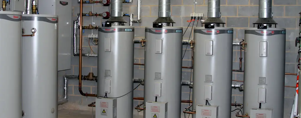 Commercial hot water heaters in mechanical room
